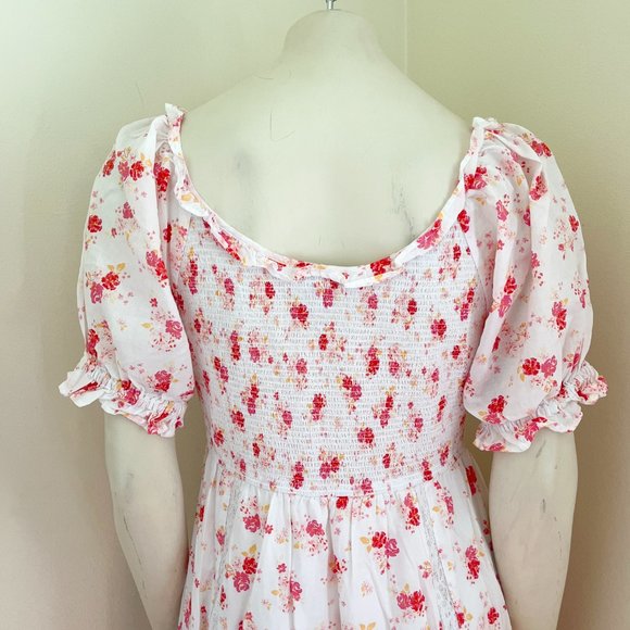 LOVESHACKFANCY X Target Floral Tiered Cosette Midi Dress Peasant Cottage SZ M - Picture 9 of 12